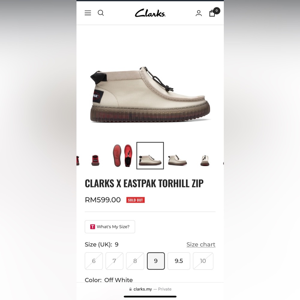 CLARKS X EASTPAK TORHILL ZIP - sz. US 11Mens